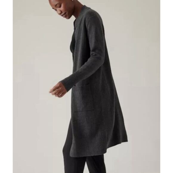 Athleta Spirit Refined Wool Cashmere Wrap Charcoal‎ Gray Heather Large NWT $259 - Picture 2 of 12